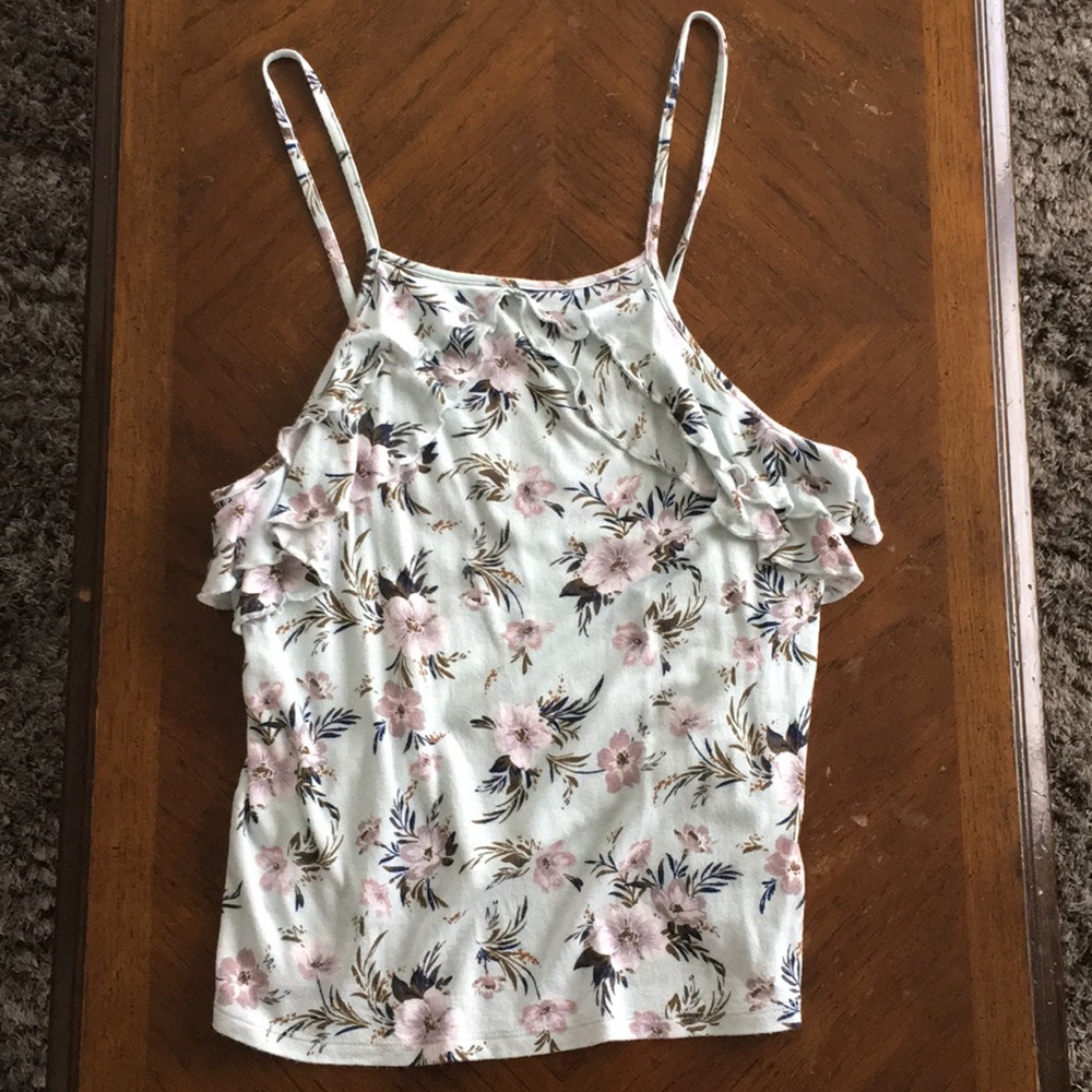 American Eagle Floral Tank Top (light blue/mint)